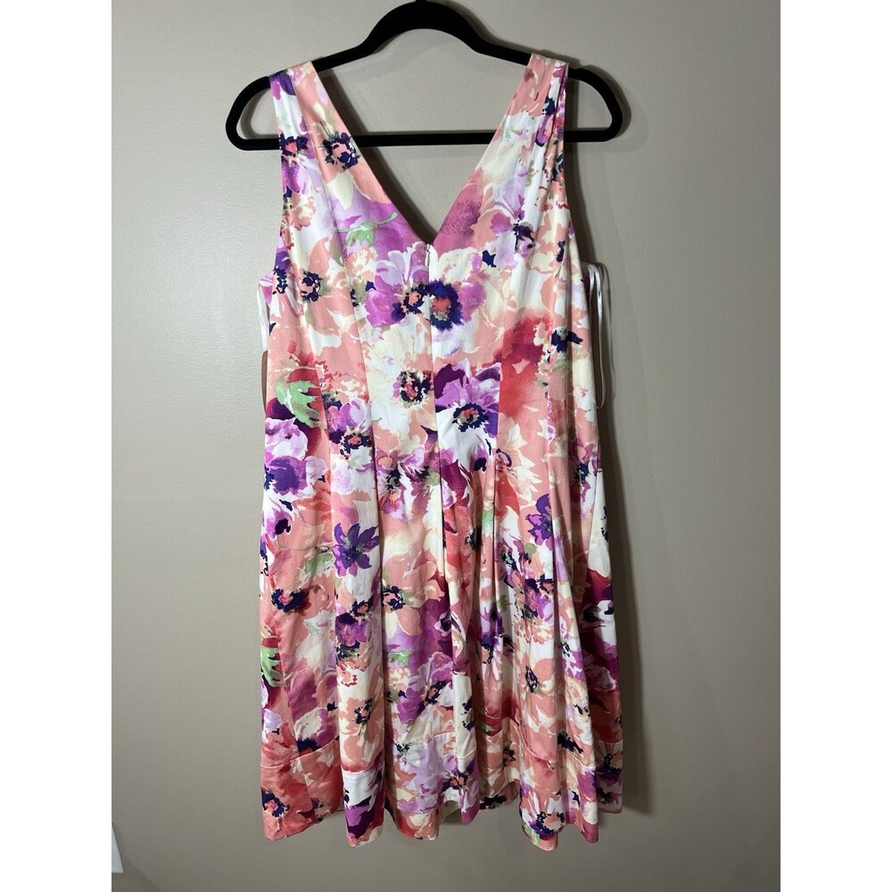 Lauren Ralph Lauren Dress Womens Size 14W Pink Purple Floral Sleeveless NEW